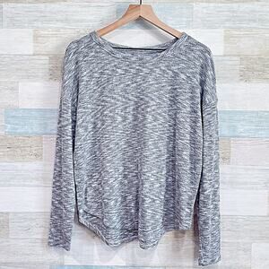 Lou & Grey Soft Stretchy Knit Curved Hem Lounge Top Gray Marled Womens Large